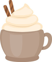 Delicious dessert cream and flute wafers cartoon isolated object illustration