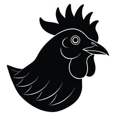 Silhouette chicken head vector art illustration