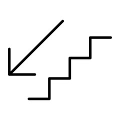 Stairs down arrow graph sign icon. Flat web walk step design vector illustration .