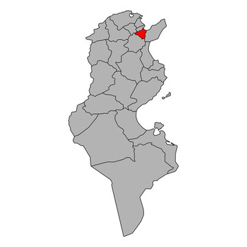 recommend clip art: Ben Arous of Tunisia Governorates map shape, travel web flat icon vector illustration .