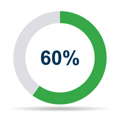 Information round diagram 60 percent shadow icon, infographic pie design, marketing vector illustration .