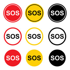 Set of SOS help icon, safety support alert design, save vector illustration .