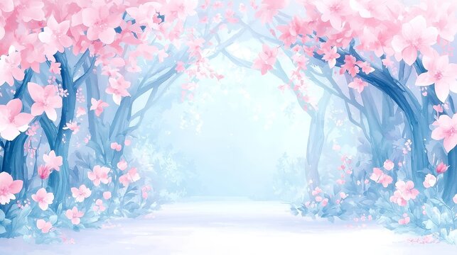 Enchanted Garden Floral Border, a whimsical watercolor design featuring delicate vines and blooms, perfect for adding a touch of magic to invitations or decor.