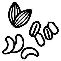 아몬드, 땅콩, 캐슈넛 견과류 아이콘