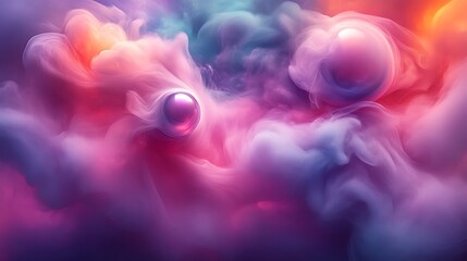 Abstract Colorful Smoke with Glowing Spheres