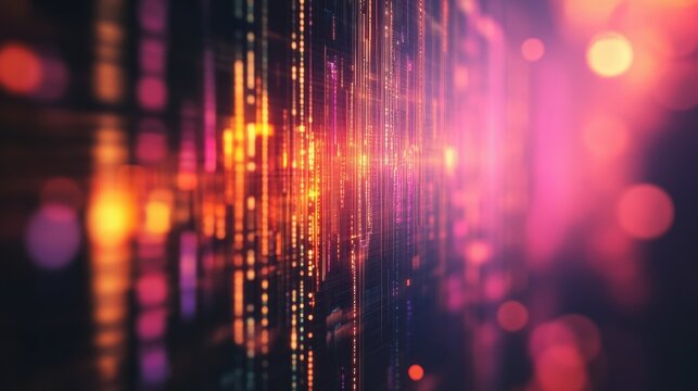 charts and graphs with blurred lines and glowing lights representing statistical analysis and data visualization concept