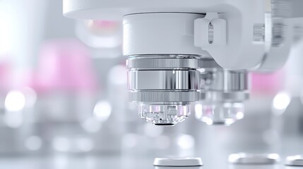 Precision lab equipment close-up, sterile background