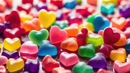 "Colorful Candy Hearts Stacked in a Vibrant Pile"