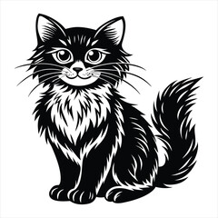Obraz premium cat linocut vector