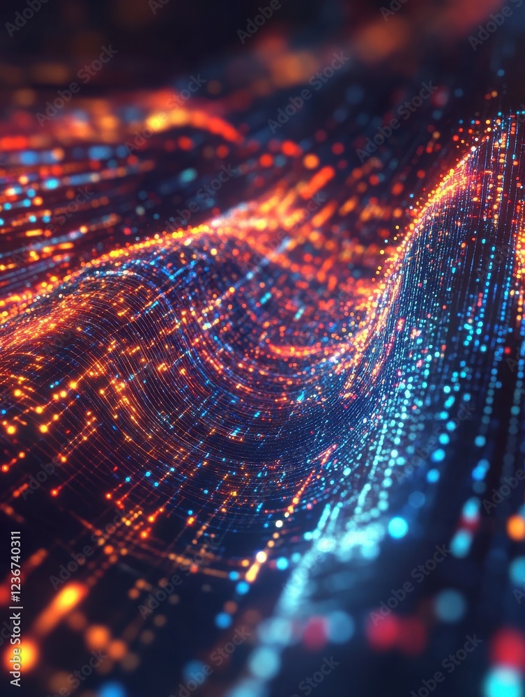Poster big data flow technology and science vector background, tech abstraction with lines electronics and 