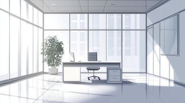 modern office room with Transparent background ,modern office interior with desk.