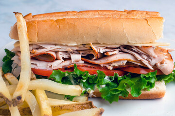 chicken sub with french fries