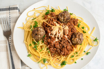 spaghetti  with meatballs  and sauce