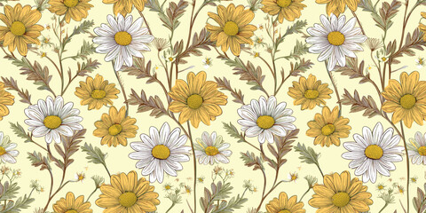 A delicate floral pattern featuring pink and white flowers on a light background.