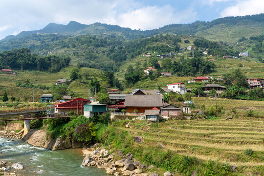 River through the village Lao Chai in Vietnam