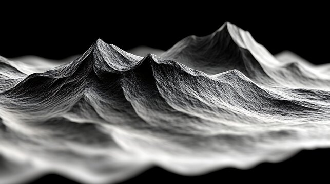 Abstract grayscale image of mountainous terrain