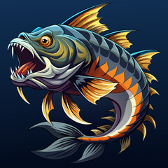 Highly Detailed Goliath Tiger Fish Digital Illustration with Sharp Teeth and Silver Scales