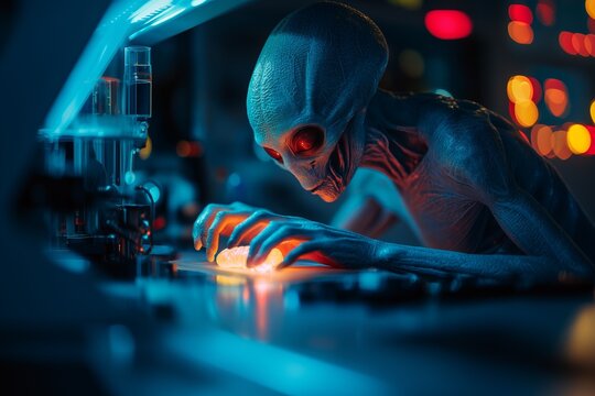 Extraterrestrial scientist conducting a mysterious experiment........