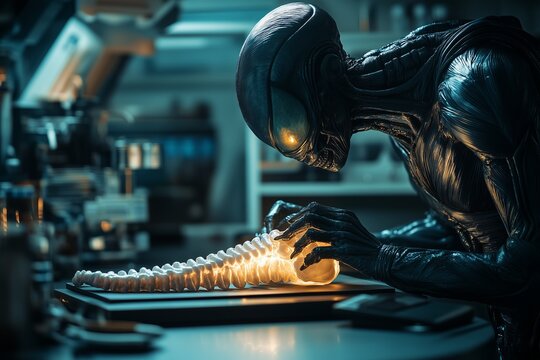 Extraterrestrial scientist conducting a mysterious experiment........