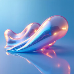 Obraz premium an abstract 3D element of a finished shape made of liquid metal with iridescent colors
