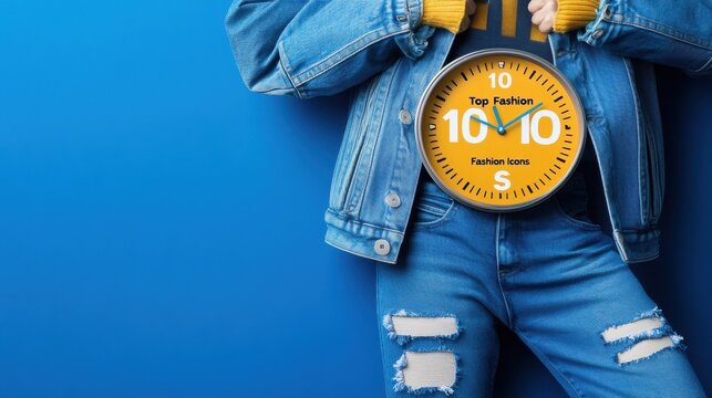 A countdown clock ticking down to reveal the "Top 10 Fashion Icons" in bold letters - Powered by Adobe