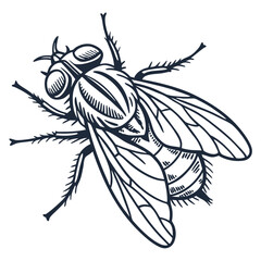 fly in engraved style  vector image