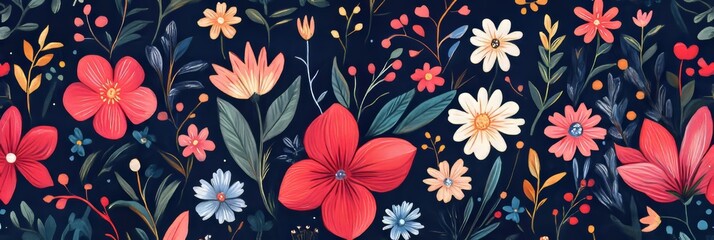 Floral Pattern, Flourishing Vines, Blooming Garden, Elegant Bouquet, Lush Foliage, Nature Background