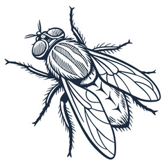 fly in engraved style  vector image