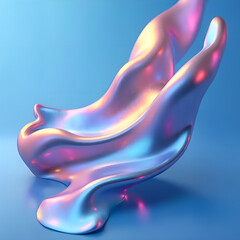 Obraz premium an abstract 3D element of a finished shape made of liquid metal with iridescent colors