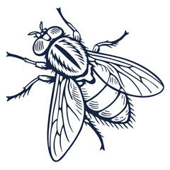 fly in engraved style  vector image