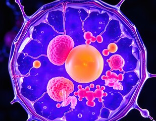 Abstract cellular structures visualized through vibrant liquid art microscopic world rendered in vivid color