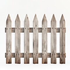 Fototapeta premium Rustic Wooden Picket Fence, Studio Shot, White Background, Home Decor