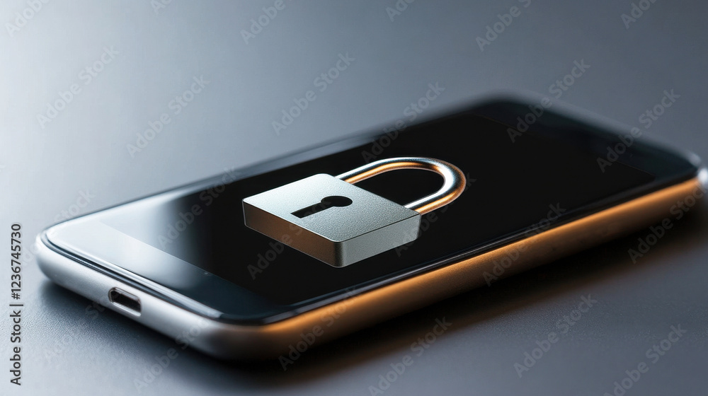 Aufkleber A digital padlock icon on a smartphone screen, representing mobile device security