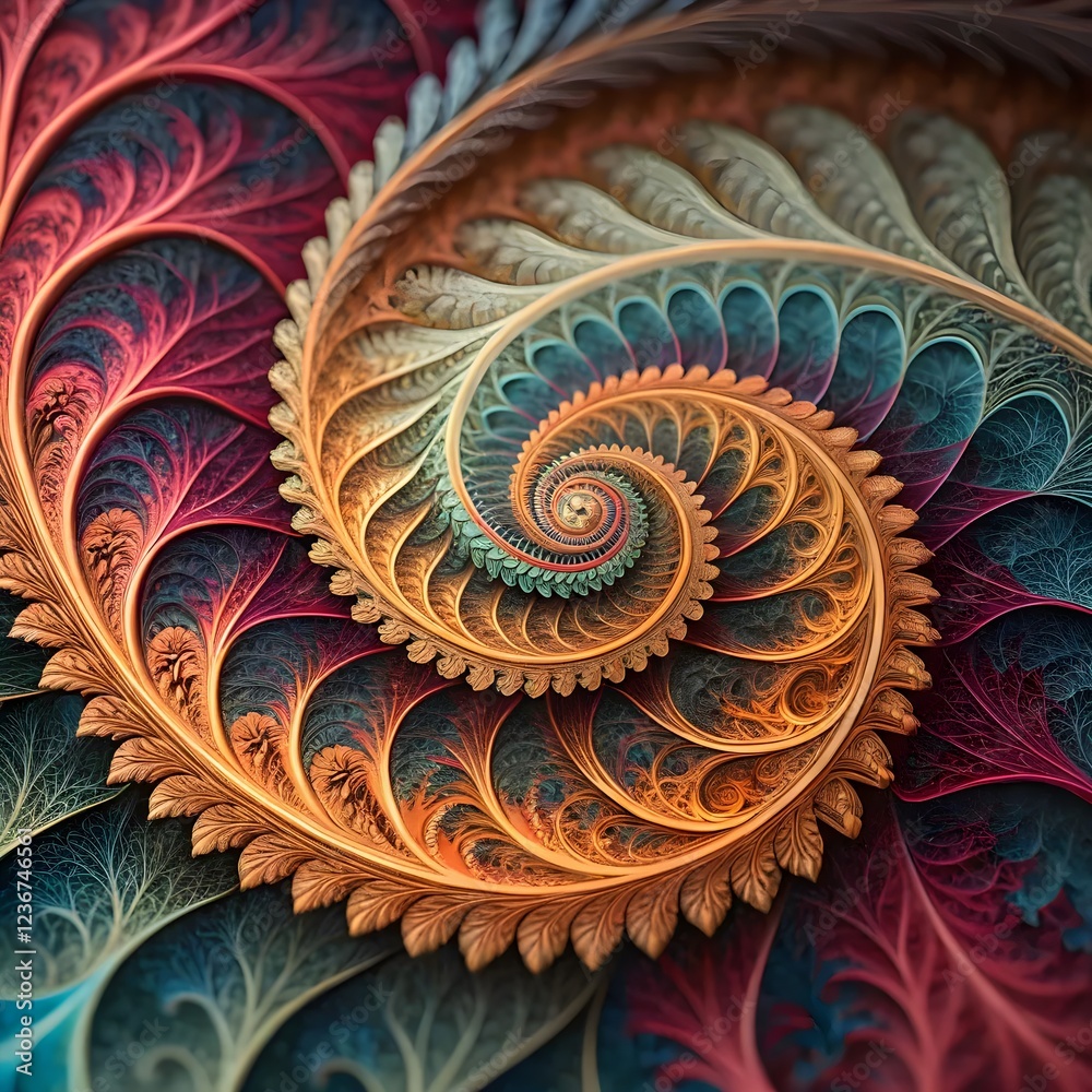 Poster mesmerizing abstract fractal background with intricate patterns and vibrant colors