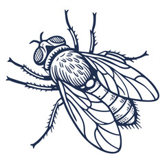 fly in engraved style  vector image
