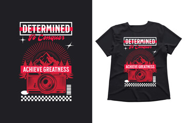 Fototapeta premium Determined to Conquer - Achieve Greatness Motivational T-Shirt Design