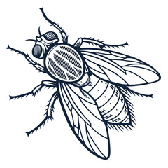 fly in engraved style  vector image