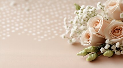 Elegant floral arrangement with soft roses and delicate greenery on a textured background for designers seeking inspiration in wedding themes