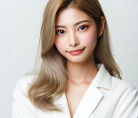 Fototapeta premium 白いブラウスの美女