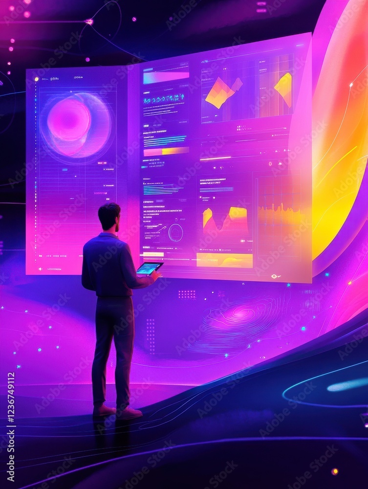 Poster software engineer, statistician, visualizer and analyst working on a project. big data conference, b
