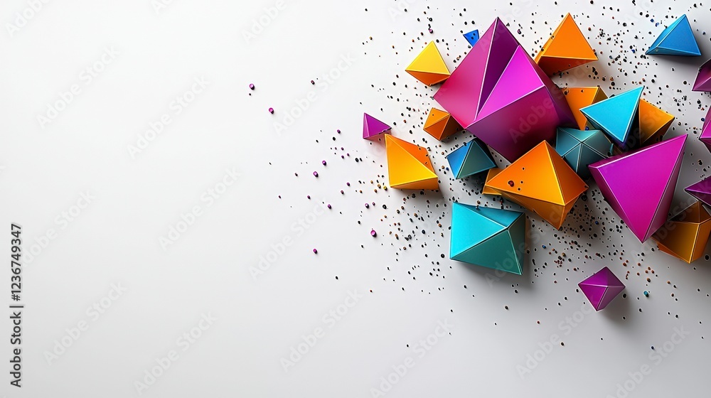 Poster colorful abstract geometric shapes isolated on white background 3d render digital art studio creativ
