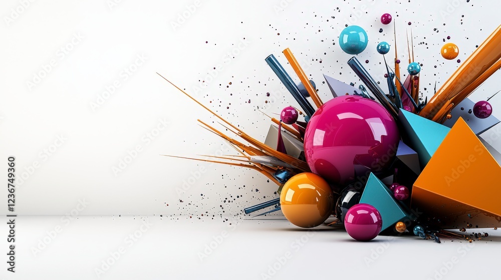 Aufkleber Dynamic colorful geometric shapes render abstract art creation modern design vibrant environment artistic viewpoint