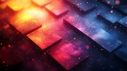 Abstract Glittering Cubes Red Blue Background