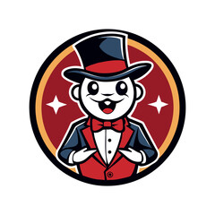 Elegant Magician Mascot Logo in Round Circle Mystical & Luxurious Design