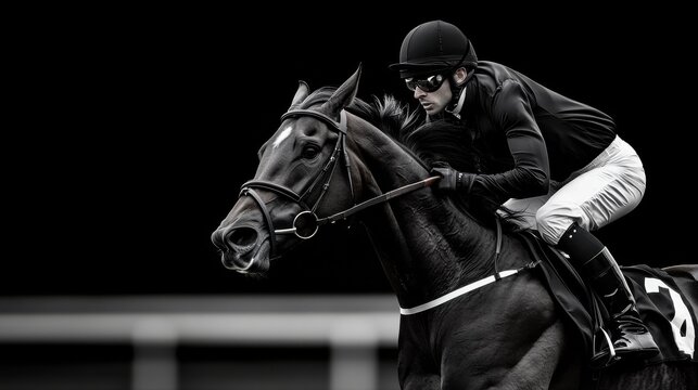 A racehorse galloping in slow motion, mane flowing in the wind