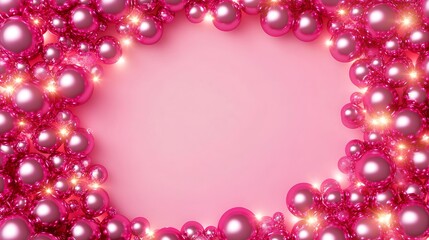 Obraz premium Pink Shiny Spheres Frame a Pink Background