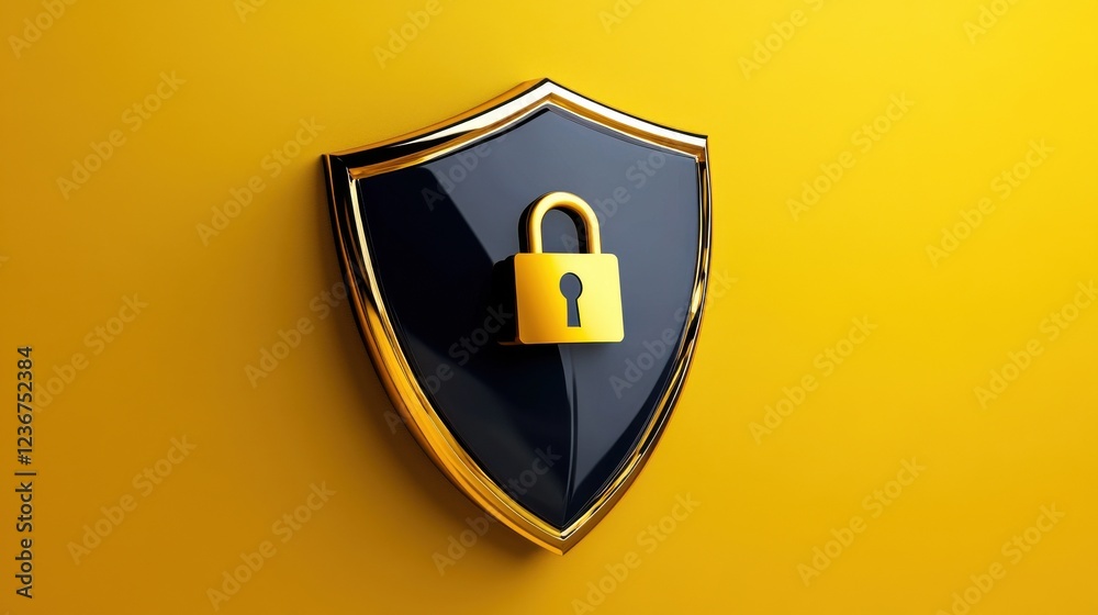 Poster a shield graphic with a lock overlay, symbolizing internet security