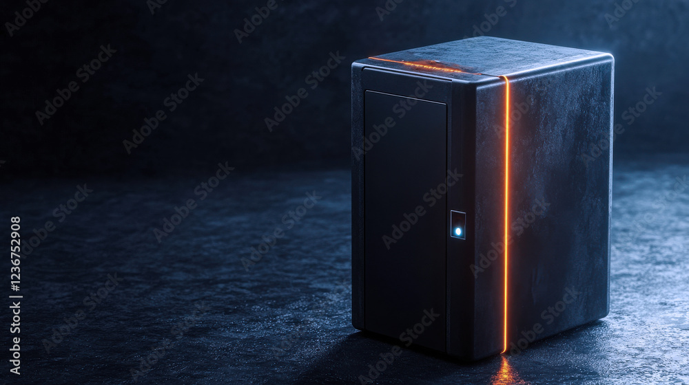 Fototapete a secure package delivery box with a smart lock and glowing status indicator