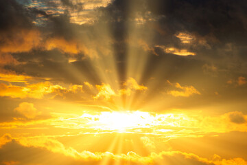 Sunset clouds and sunset dramatic sky, dramatic sky with sun light