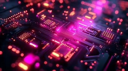 Obraz premium Illuminated Circuit Board Abstract Technology Design